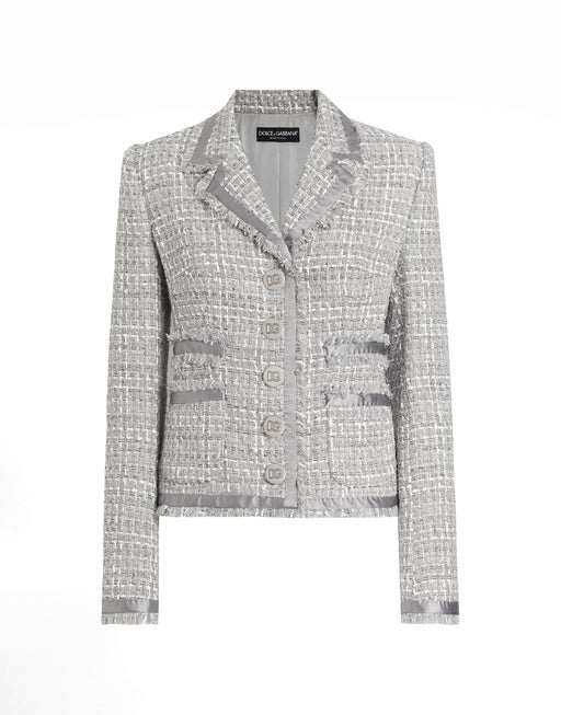 SINGLE-BREASTED SHORT JACKET IN LAMÉ BOUCLÉ