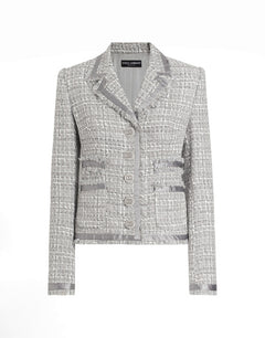 SINGLE-BREASTED SHORT JACKET IN LAMÉ BOUCLÉ