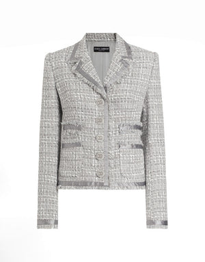 SINGLE-BREASTED SHORT JACKET IN LAMÉ BOUCLÉ