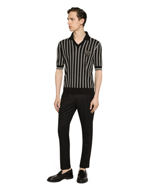 STRIPED SILK POLO-SHIRT WITH DG LOGO