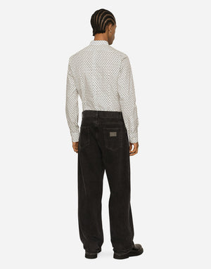 POPLIN GOLD-FIT SHIRT WITH DG LOGO PRINT