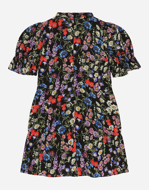 SHORT-SLEEVED CHARMEUSE DRESS