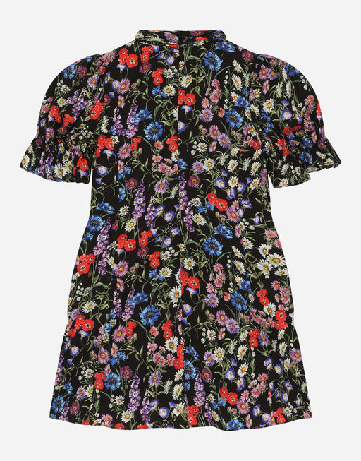 SHORT-SLEEVED CHARMEUSE DRESS
