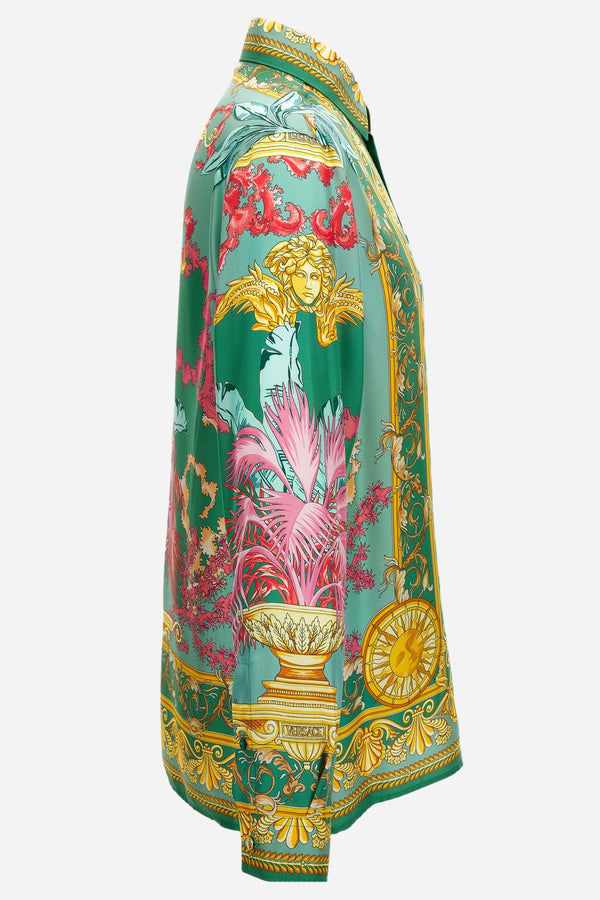 Informal Shirt In Barocco Palm Print Silk Fabric