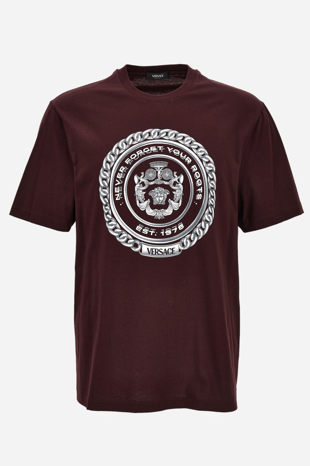 T-Shirt In Compact Cotton Jersey Fabric-Chain Crest Print