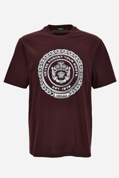 T-Shirt In Compact Cotton Jersey Fabric-Chain Crest Print