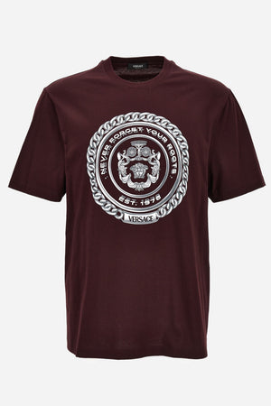T-Shirt In Compact Cotton Jersey Fabric-Chain Crest Print
