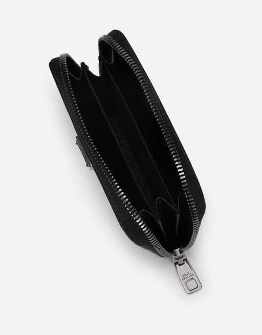 SMALL CALFSKIN ZIP-AROUND WALLET WITH ALL-OVER DG PRINT
