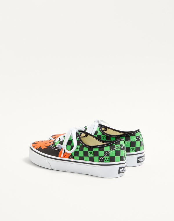 Sneaker Low-Top Valentino Garavani And Vans In Tessuto Con Stampa VLogo Checkerboard E Stampa Tropical Leaves