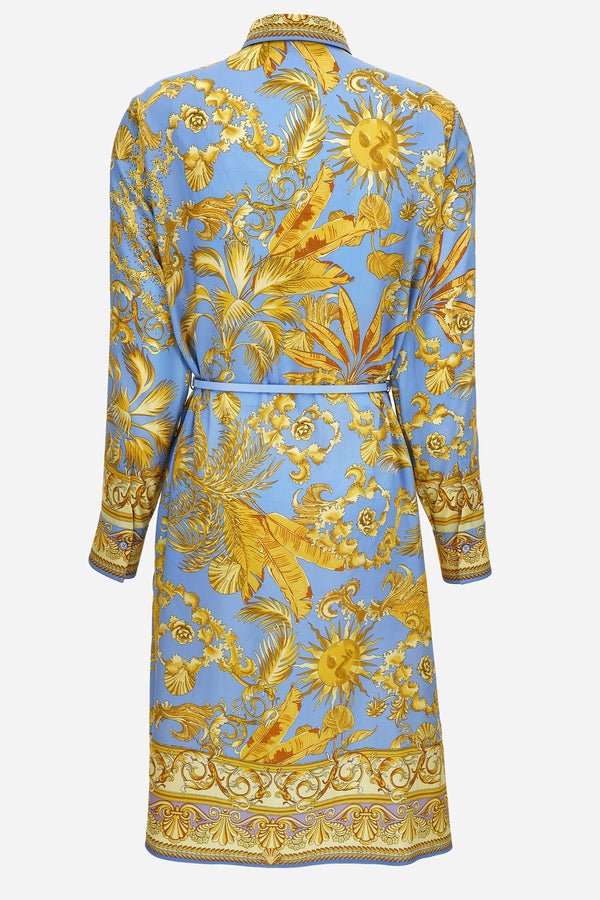 Dress In Twill Poly Barocco Palm Print