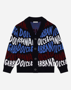WOOL JACQUARD CARDIGAN WITH DOLCE&GABBANA LOGO