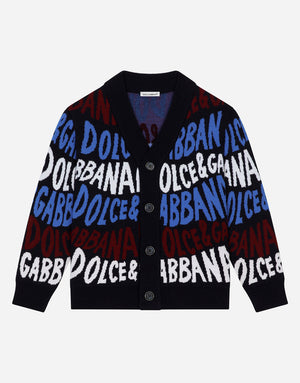 WOOL JACQUARD CARDIGAN WITH DOLCE&GABBANA LOGO