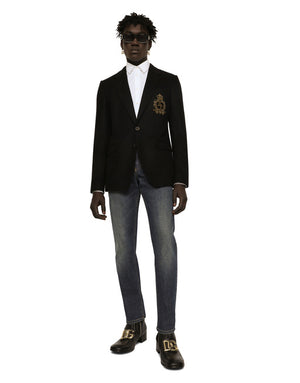 SINGLE-BREASTED WOOL AND CASHMERE JACKET WITH DG PATCH