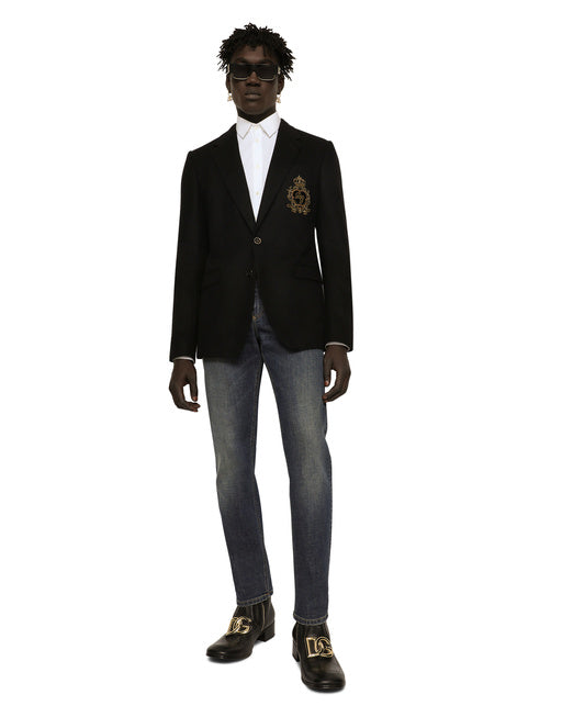 SINGLE-BREASTED WOOL AND CASHMERE JACKET WITH DG PATCH