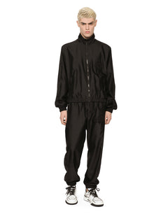 TECHNICAL SILK JOGGING PANTS WITH HERALDIC EMBROIDERY