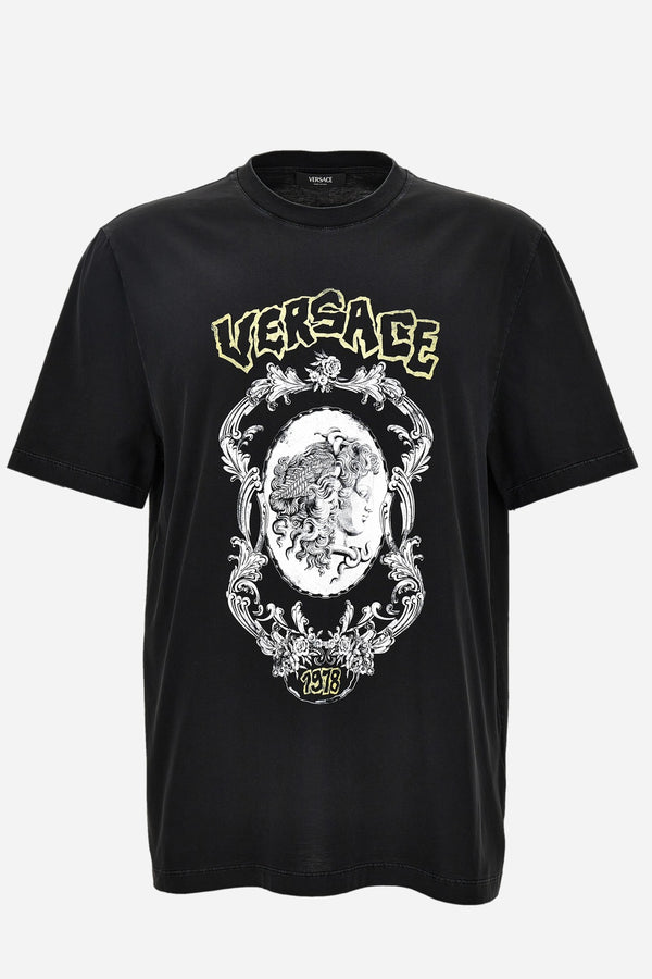 T-Shirt In Compact Cotton Jersey Fabric-Punk Medusa Cameo Print
