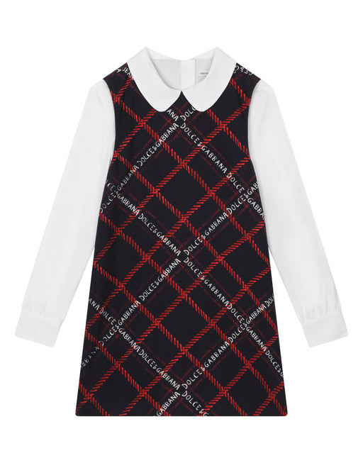 LONG-SLEEVED TARTAN-PRINT DRESS