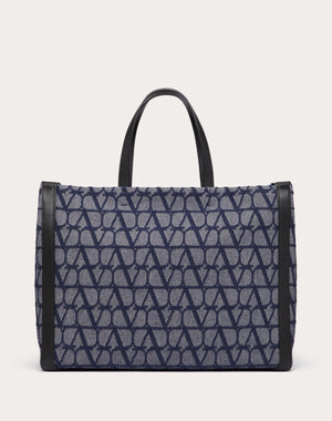 Borsa Shopping Media Toile Iconographe In Tessuto Jacquard Effetto Denim 
