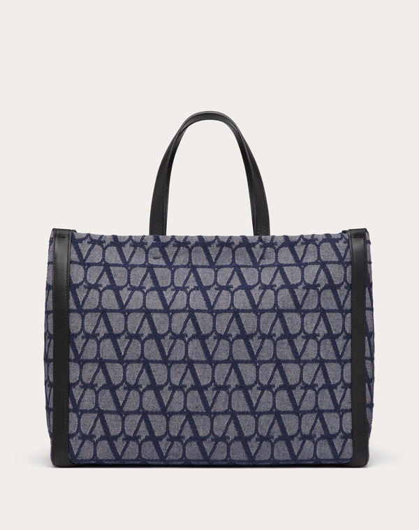Borsa Shopping Media Toile Iconographe In Tessuto Jacquard Effetto Denim 