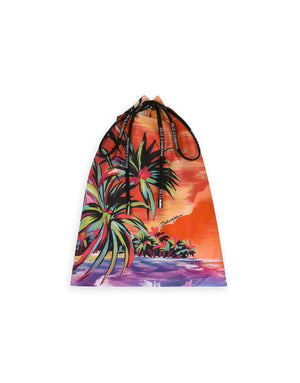 MID-LENGTH SWIM TRUNKS WITH HAWAIIAN PRINT