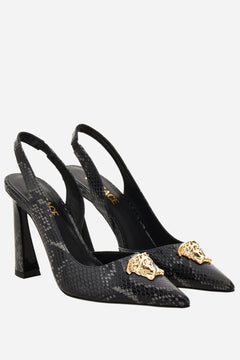 La Medusa Sling Back  In Printed Python Calf Leather
