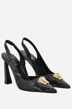 La Medusa Sling Back  In Printed Python Calf Leather