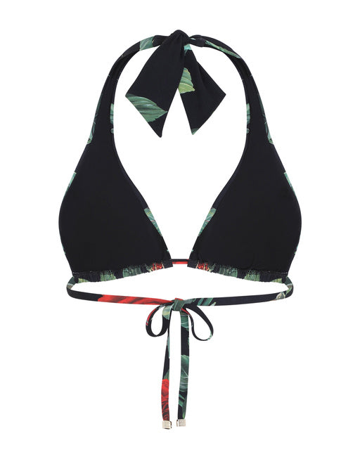 ROSE-PRINT PADDED TRIANGLE BIKINI TOP