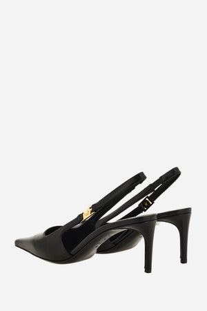 Medusa Lock Sling Back  In Shiny Calf Leather-Metal Hardware