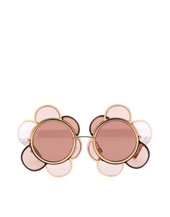 DOLCE & GABBANA FLOWER-SHAPED SUNGLASSES IN METALLIC FIBRE
