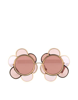 DOLCE & GABBANA FLOWER-SHAPED SUNGLASSES IN METALLIC FIBRE