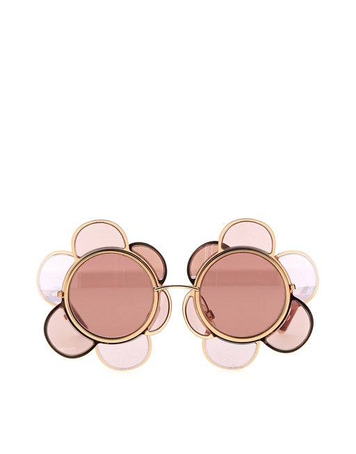 DOLCE & GABBANA FLOWER-SHAPED SUNGLASSES IN METALLIC FIBRE