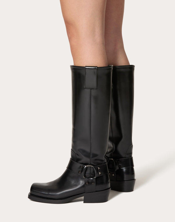 Stivale Biker Rockstud In Vitello 40Mm