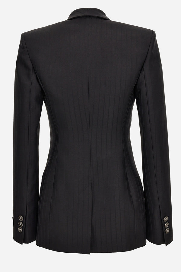 Informal Jacket In Responsible Wool Tonal Pinstripes