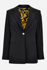 Informal Jacket In Granite Stretch Wool With Barocco Palm Allover Printed Lining