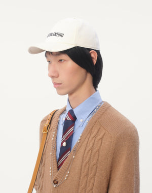 Baseball Cap Chez Valentino In Cotone Con Ricamo