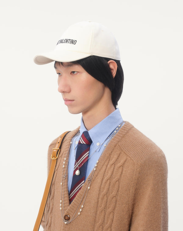 Baseball Cap Chez Valentino In Cotone Con Ricamo