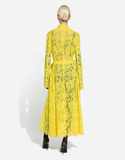 FLORAL CORDONETTO LACE TRENCH COAT WITH DG LOGO