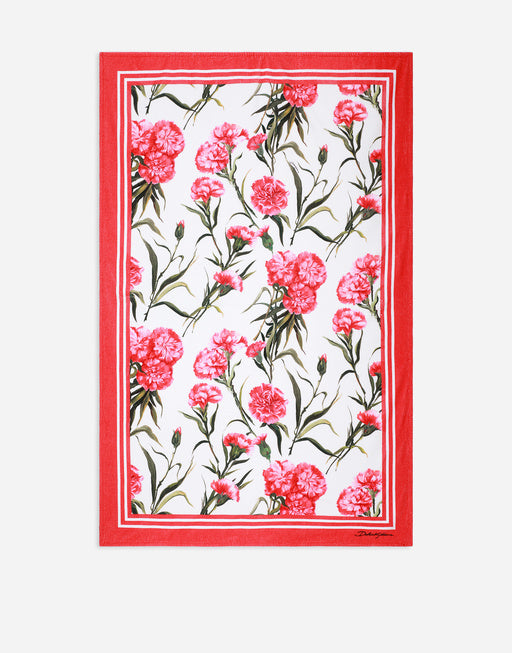CARNATION-PRINT TERRYCLOTH BEACH TOWEL