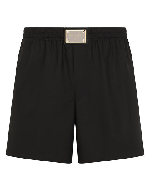 LONG COTTON BOXERS WITH BRANDED PLATE