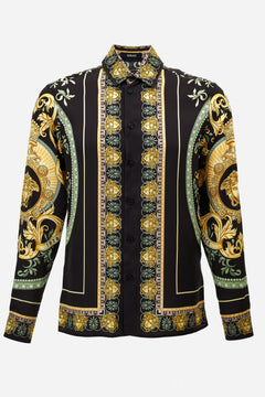Informal Shirt In Twill Poly Print Statues Crest Fabric