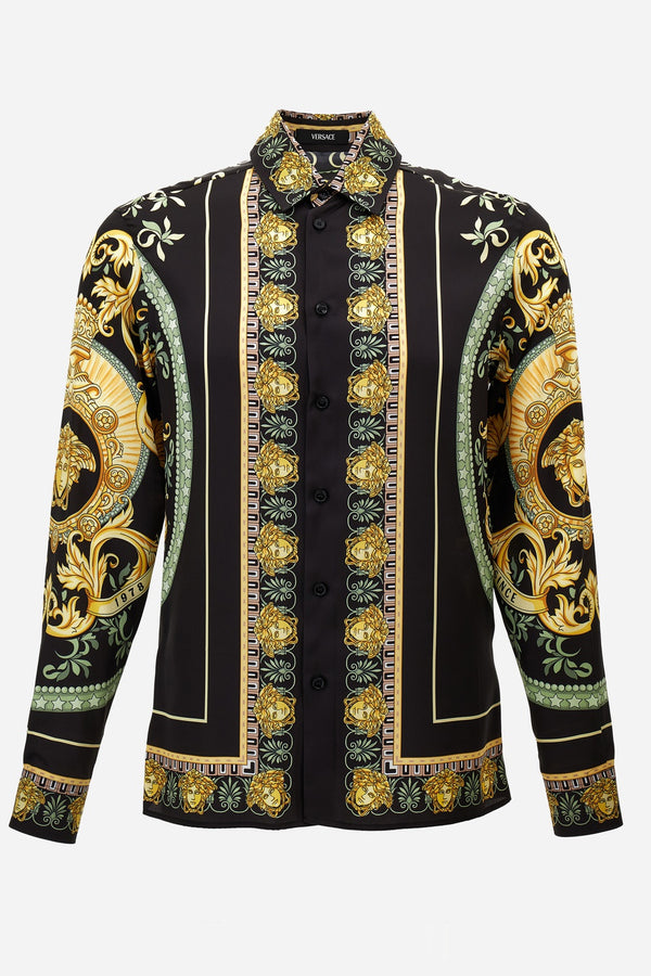 Informal Shirt In Twill Poly Print Statues Crest Fabric