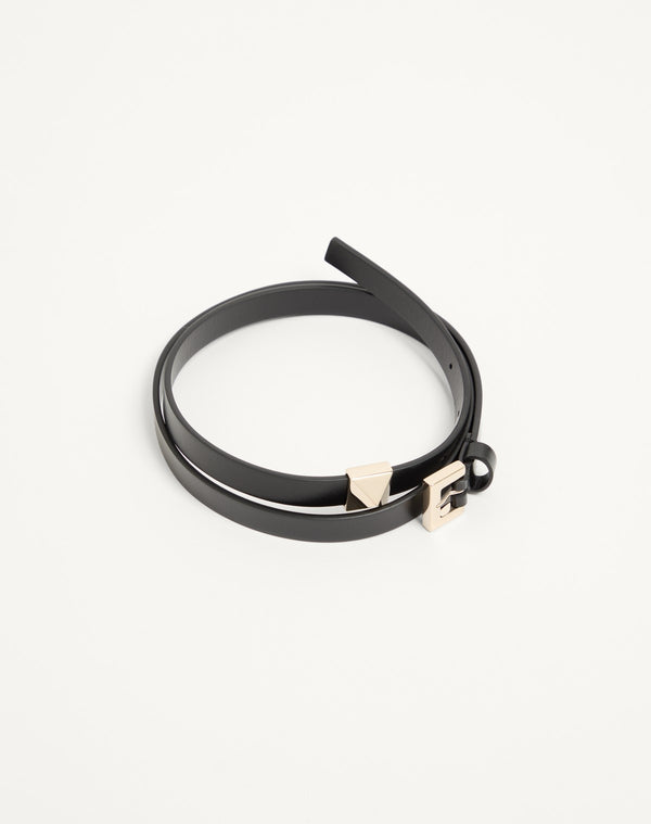 CINTURA SIDE STUD IN VITELLO LUCIDO 15 MM