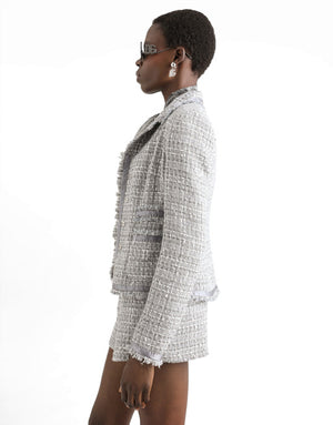 SINGLE-BREASTED SHORT JACKET IN LAMÉ BOUCLÉ