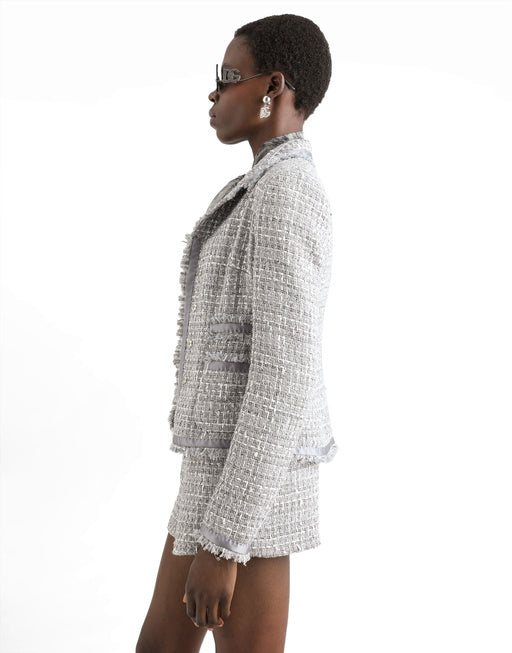 SINGLE-BREASTED SHORT JACKET IN LAMÉ BOUCLÉ