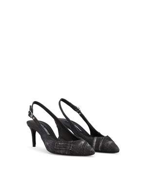 PATCHWORK DENIM SLINGBACKS