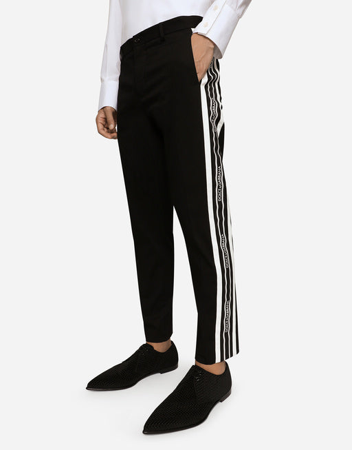STRETCH COTTON PANTS WITH SIDE BANDS