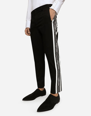 STRETCH COTTON PANTS WITH SIDE BANDS