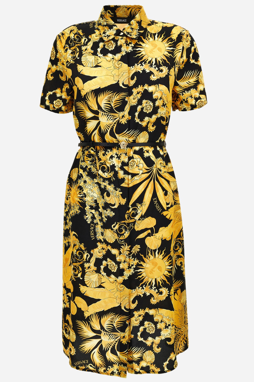 Dress In Twill Poly Baroque Palm Allover Print