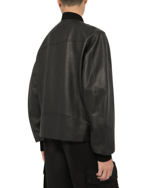 LEATHER JACKET WITH DG LOGO PRINT