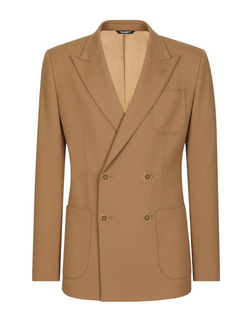 DOUBLE-BREASTED STRETCH WOOL TRICOTINE JACKET